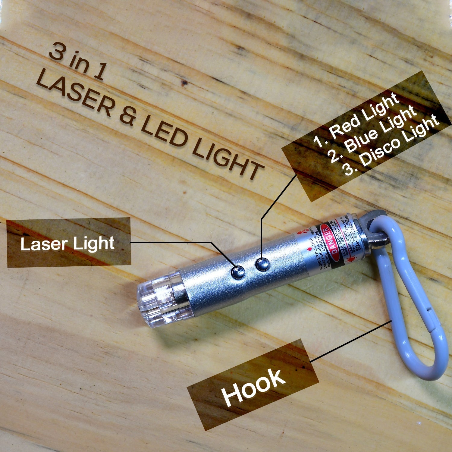 Laser light with LED flashlight and torch keychain Laser light with LED flashlight and torch keychain